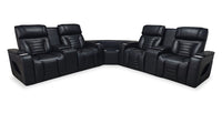  Sofa sectionnel à inclinaison électrique Zen 3 pièces en similicuir avec massage et 2 consoles à compartiment réfrigéré - noir