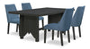 Ensemble de salle à manger Emery 5 pièces en bois avec table, rallonge, 72 po à 96 po (L) et 4 chaises - noir et bleu