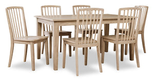 Ensemble de salle à manger Micah 7 pièces en mélamine avec table de 60 po (L) et 6 chaises - brun naturel