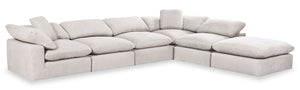 Sofa sectionnel modulaire Eclipse 6 pièces en tissu d'apparence lin - lin