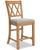 Chaise de salle à manger Archer de hauteur comptoir avec siège en tissu et dossier entrecroisé - brun clair