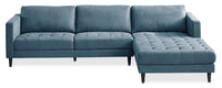  Sofa sectionnel de droite Metro 2 pièces en tissu avec fauteuil long et coussins de siège capitonnés - bleu denim