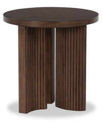  Table de bout Barlow de 24 po de style moderne du milieu du 20e siècle en bois massif - brune