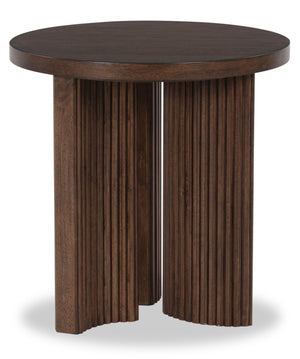 Table de bout Barlow de 24 po de style moderne du milieu du 20e siècle en bois massif - brune