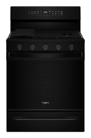 Cuisinière intelligente à gaz Whirlpool de 5 pi³ avec friture à air et autonettoyage - noire - WFGS7530RB