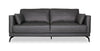 Sofa Melrose de 84,5 po en cuir véritable de qualité supérieure gris avec coussins de dossier réversibles et pattes en métal