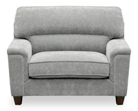  Fauteuil Lyric de 47 po en tissu de chenille gris avec coussin de siège réversible et pattes en bois