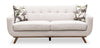 Sofa Freeman de Kort & Co. de format condo de 80 po en tissu d’apparence lin blanc tourterelle avec base et pattes en bois