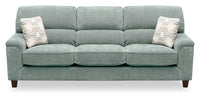  Sofa Lyric de 88,1 po en tissu de chenille vert avec coussins de siège réversibles, coussins décoratifs et pattes en bois