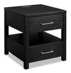 Table de bout contemporaine Julian de 22 po avec rangement et ports USB - noire