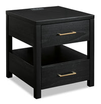  Table de bout contemporaine Julian de 22 po avec rangement et ports USB - noire