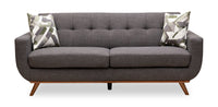  Sofa Freeman de Kort & Co. de format condo de 80 po en tissu d’apparence lin gris anthracite avec base et pattes en bois