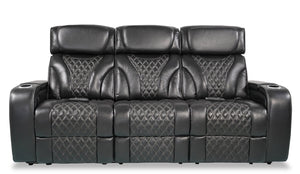 Sofa à inclinaison électrique Elite en cuir véritable avec fonction de massage - noir