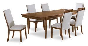 Ensemble de salle à manger Ember 7 pièces avec table de 74 po à 92 po (L) et 6 chaises - gris et brun