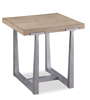 Table de bout Alton moderne de 24 po - chêne clair avec pattes grises en métal