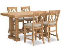  Ensemble de salle à manger Archer 5 pièces de hauteur comptoir avec table à rallonge, 72 po à 108 po et 4 chaises - brun clair
