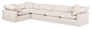 Sofa sectionnel modulaire Eclipse 5 pièces en tissu d'apparence lin - lin