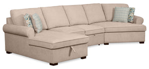 Sofa-lit sectionnel enveloppant de droite Haven de Scott Living 3 pièces en tissu de chenille avec rangement - taupe