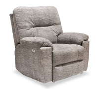  Fauteuil à inclinaison électrique Fynn 40 po fabriqué au Canada, en tissu de chenille gris tourterelle avec port USB