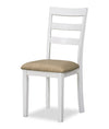 Chaise de salle à manger Bryn avec siège en tissu, dossier à lattes – blanche