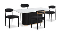  Ensemble de salle à manger Capri de Kort & Co. 5 pièces avec table de 72 po (L), touches dorées, base piédestal et 4 chaises - noir