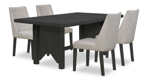 Ensemble de salle à manger Emery 5 pièces en bois avec table, rallonge, 72 po à 96 po (L) et 4 chaises - noir et gris