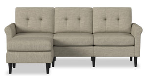 Sofa modulaire BLOK de Scott Living de 88,97 po en tissu taupe avec fauteuil long, accoudoirs enroulés et coussins réversibles