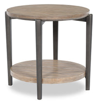  Table de bout ronde moderne Lloyd de 27 po avec tablette - gris-brun