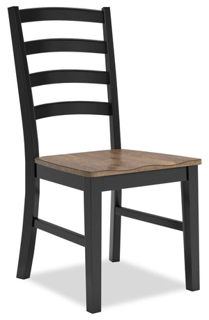 Chaise de salle à manger Raven à dossier à lattes - deux teintes, noir et brun