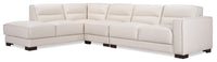  Sofa sectionnel de gauche Citadel 3 pièces en cuir véritable de qualité supérieure avec pattes en bois - blanc givré