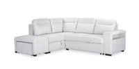  Sofa-lit sectionnel de gauche Coast 3 pièces en tissu blanc ivoire avec fauteuil long de rangement et accoudoir de rangement