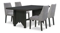  Ensemble de salle à manger Emery 5 pièces en bois avec table, rallonge, 72 po à 96 po (L) et 4 chaises - noir et anthracite