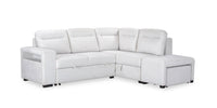  Sofa-lit sectionnel de droite Coast 3 pièces en tissu blanc ivoire avec fauteuil long de rangement et accoudoir de rangement