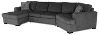  Sofa-lit sectionnel de droite Legend 3 pièces en chenille avec fauteuil enveloppant et fauteuil long - poivre