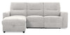 Sofa sectionnel de gauche à inclinaison électrique Meadow 2 pièces en tissu de chenille gris rivière avec fauteuil long de rangement