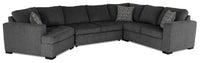  Sofa-lit sectionnel de gauche Legend 4 pièces en chenille avec fauteuil enveloppant - poivre