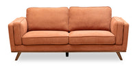  Sofa Kassia de Kort & Co. de 80 po de format condo en tissu d’apparence lin avec base et pattes en bois - orange