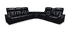 Sofa sectionnel à inclinaison électrique Zen 3 pièces en similicuir avec massage, console rabattable et compartiment réfrigéré - noir