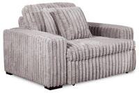  Fauteuil Stratus de 59 po en tissu de chenille gris brouillard avec fauteuil long à coulissement électrique et deux coussins décoratifs