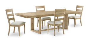 Ensemble de salle à manger Aspen 5 pièces avec table à rallonge, 80 po à 104 po et 4 chaises en tissu - naturel