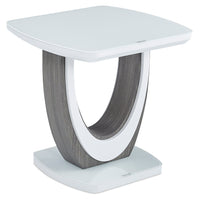  Table de bout moderne Brimley de 21,75 po - blanche et grise