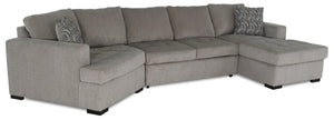 Sofa-lit sectionnel de gauche Legend 3 pièces en chenille avec fauteuil enveloppant et fauteuil long - platine 