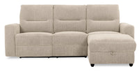  Sofa sectionnel de droite à inclinaison électrique Meadow 2 pièces en tissu de chenille avec fauteuil long de rangement - taupe