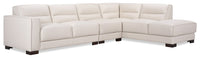  Sofa sectionnel de droite Citadel 3 pièces en cuir véritable de qualité supérieure avec pattes en bois - blanc givré