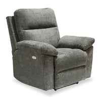  Fauteuil à inclinaison électrique Oliver 40 po fabriqué au Canada, en tissu de chenille gris étain avec port USB