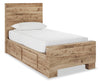 Lit simple Derekson avec rangement sous le lit - naturel