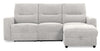 Sofa sectionnel de droite à inclinaison électrique Meadow 2 pièces en tissu de chenille gris rivière avec fauteuil long de rangement