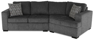 Sofa sectionnel de droite Legend 2 pièces en chenille avec fauteuil enveloppant - poivre