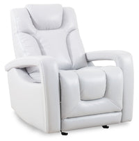  Fauteuil à inclinaison électrique Kenzo de 35 po en similicuir avec appuie-tête électrique, repose-pieds et port USB - gris brouillard