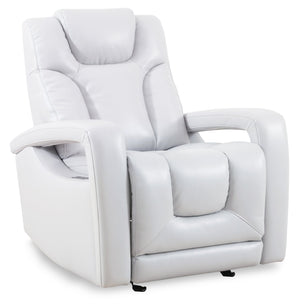 Fauteuil à inclinaison électrique Kenzo de 35 po en similicuir avec appuie-tête électrique, repose-pieds et port USB - gris brouillard